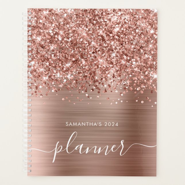 Glittery Rose Gold Glam Planner (Front)