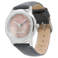 Glittery Rose Gold Glam White Name