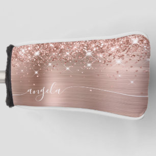 Glittery Rose Gold Metallic Girly Glam Signature Golf Head Cover