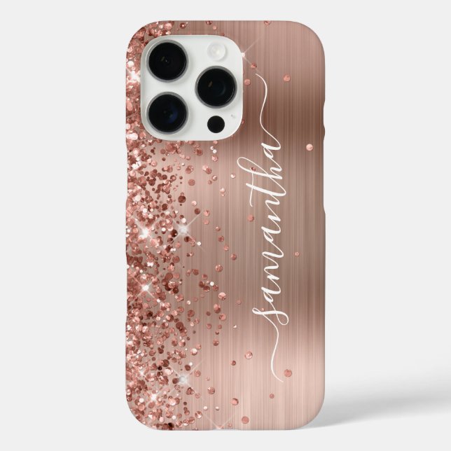 Glittery Rose Gold Metallic Girly Signature Case-Mate iPhone Case (Back)