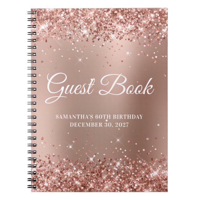 Glittery Rose Gold Ombre 60e Anniversaire Livre d' (Devant)