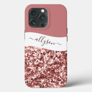 Glittery rose gold personalized Case-Mate iPhone c 13 Pro Case