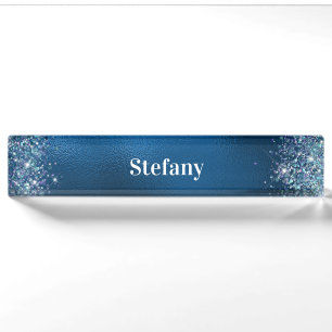 Glittery Royal Blue Foil Individual Name  Nameplate
