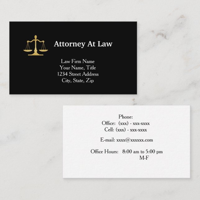 Glittery Scales of Justice Lawyer Business Card (Front/Back)