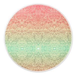 Glittery sequin lace pattern ceramic knob