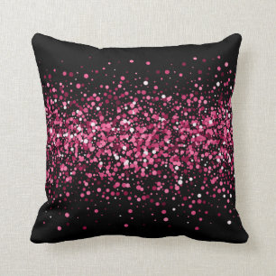 Glittery shiny chic stylish black pink sparkles throw pillow