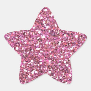 Glittery Shiny Pink Glitters Star Sticker