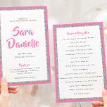 Glittery Silver Bat Mitzvah Pink Paper Program<br><div class="desc">The weight of this paper is prefect for your program. It is much heavier than copy paper and is perfect for your disposable programs. Use the template to fill in your information. The "Customize further" feature can be used to change the font (size, style, colour), and add more lines of...</div>
