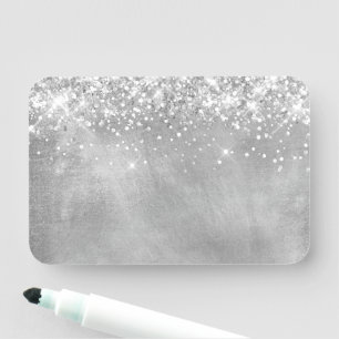 Glittery Silver Blank Name Tag