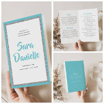 Glittery Silver & Blue Bat Mitzvah Folded Program<br><div class="desc">You will love the paper used for this program-it is much heavier than copy paper and is perfect for your disposable programs. Use the template to fill in your information. The Design Tool can be used to change the font (size, style, colour), and add more lines of text or change...</div>