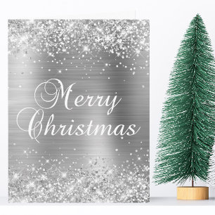 Glittery Silver Foil Big Merry Christmas Card