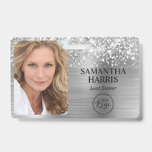 Glittery Silver Foil Logo and Photo Badge
