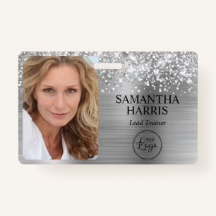 Glittery Silver Foil Logo and Photo Badge