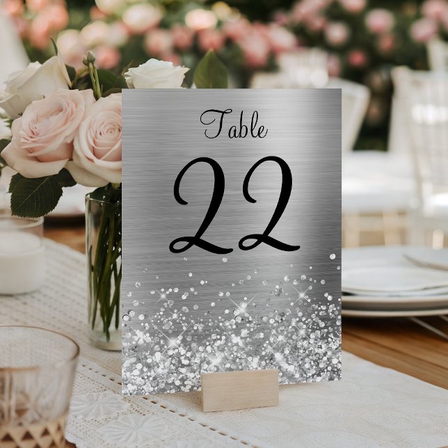 Glittery Silver Foil Wedding Table Number (Glittery Silver Foil Wedding Table Number)