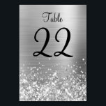 Glittery Silver Foil Wedding Table Number<br><div class="desc">Create your own vertical wedding table number text design on a paper card. The digital art background features a girly faux sparkly silvery grey glitter over a faux silver ombre gradient foil. The decorative glitter, sparkle and foil digital effects print like a photo. The elegant calligraphy font style and size...</div>