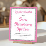 Glittery Silver Frame Signature Mocktail Pink Poster<br><div class="desc">This fun poster features a script heading and your custom text on a silver glitter framed poster.  Use the template form to add your personalization.</div>