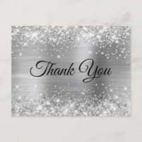Glittery Silver Metallic 75th Birthday Thank You