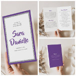 Glittery Silver Purple Bat Mitzvah Folded Program<br><div class="desc">You will love the paper used for this program-it is much heavier than copy paper and is perfect for your disposable programs. Use the template to fill in your information. The Design Tool can be used to change the font (size, style, colour), and add more lines of text or change...</div>