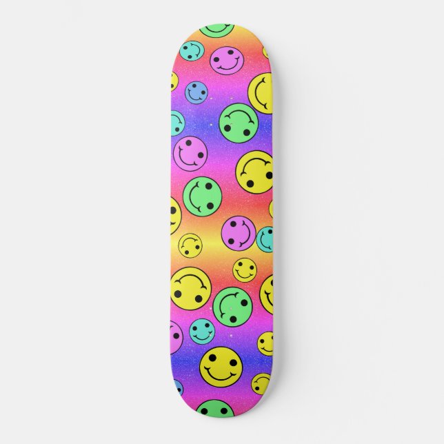 Glittery Smiling Faces  Skateboard (Front)