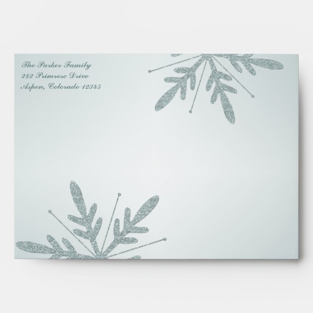 Glittery Snowflake Return Address Envelope (Front)