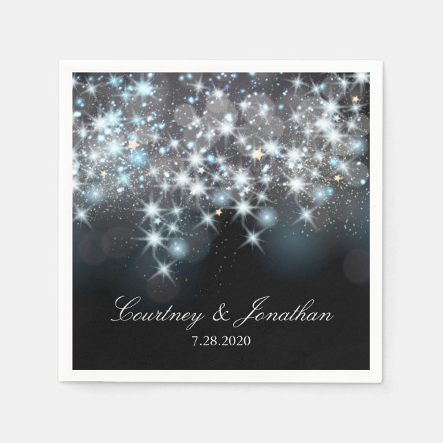 Glittery Sparkle Lights Elegant Glamourous Wedding Napkin (Front)