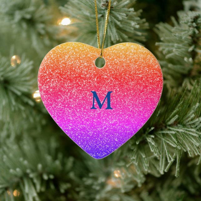 Glittery Sprinkles Christmas Monogram Initial 2019 Ceramic Ornament (Tree)