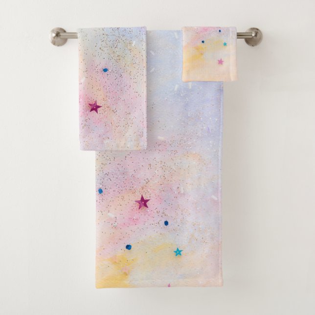 glittery-star bath towel set (Insitu)