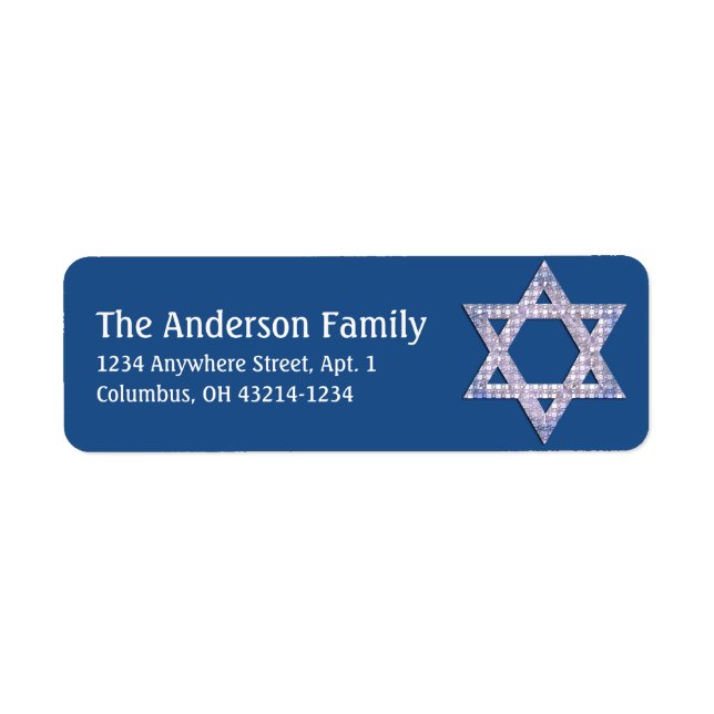 Glittery Star of David Hanukkah Address Labels d2 (Front)