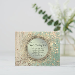 Glittery Stardust on Green  Personalized Birthday Postcard