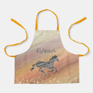 Glittery Starry Unicorn Personalized   Apron