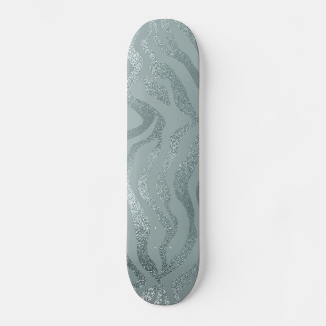 Glittery Tiger Stripes Skateboard (Front)