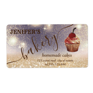 Glittery vintage cupcake chef script boulangerie