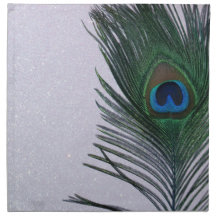 Glittery White Peacock Feather Still Life