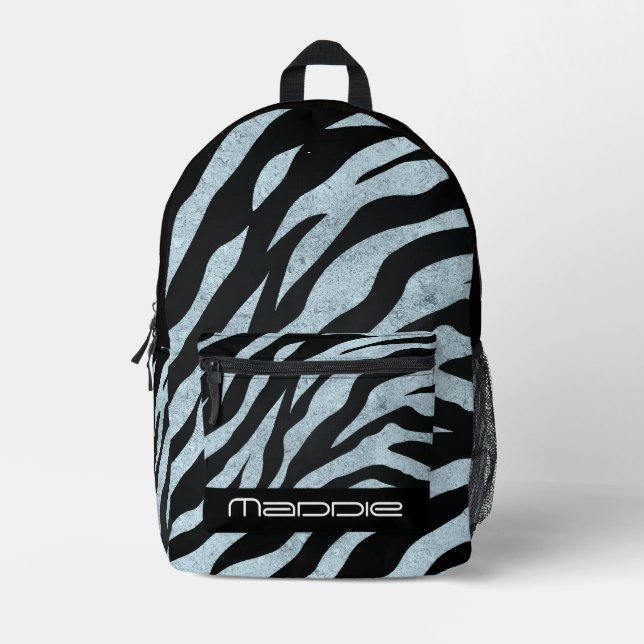Glittery Zebra Pattern  Printed Backpack (Front)