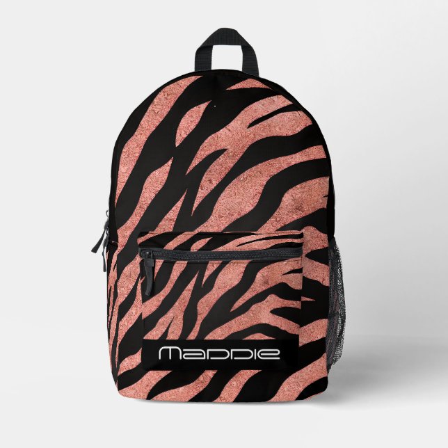 Glittery Zebra Pattern  Printed Backpack (Front)