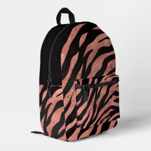 Glittery Zebra Pattern Printed Backpack