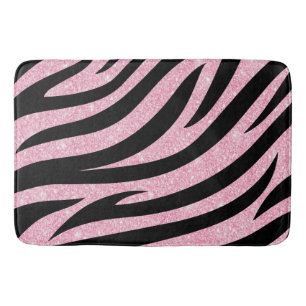 Glittery Zebra Stripes Pattern Bath Mat