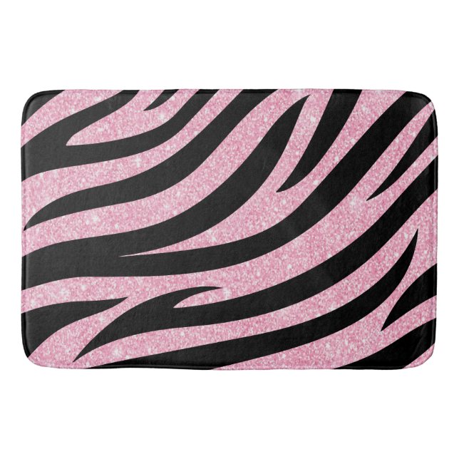 Glittery Zebra Stripes Pattern Bath Mat (Front)
