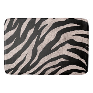 Glittery Zebra Stripes Pattern Bath Mat