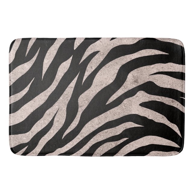 Glittery Zebra Stripes Pattern Bath Mat (Front)