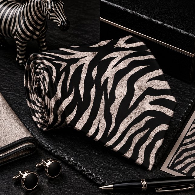  Glittery Zebra Wild Animal Pattern Tie (Creator Uploaded)