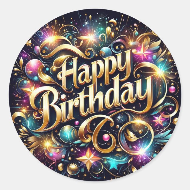 Glittre Anniversaire autocollant : Joyeux annivers (Devant)