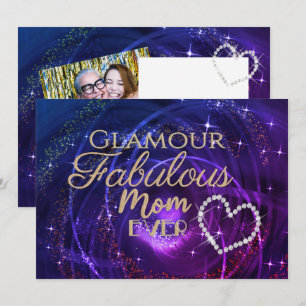 Glitttering Fabulous Mom Purple Blue Holiday Card