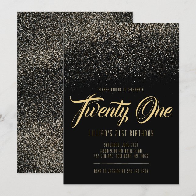 Glitz and Glam 21st Birthday Invitations (Front/Back)