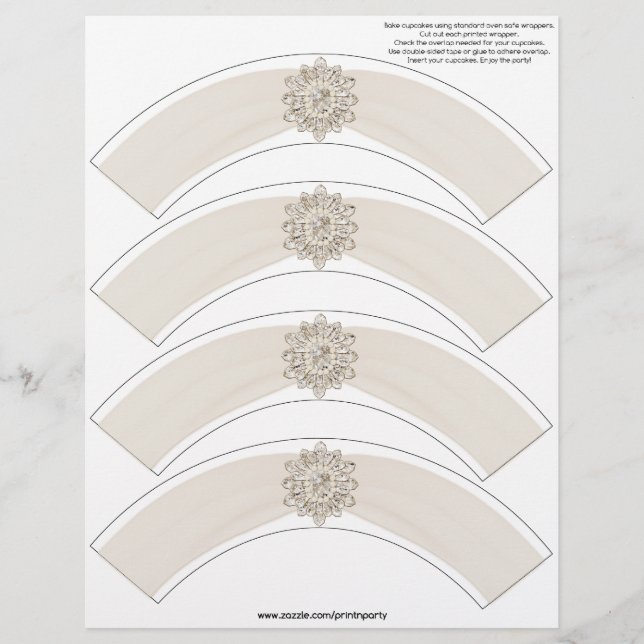 Glitz and Glam Cupcake Wrap - Cream (Front)