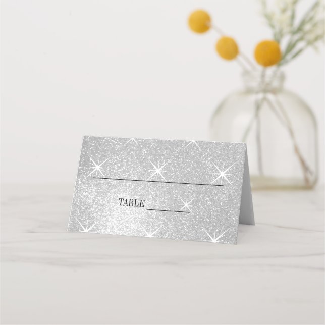 Glitz and glam custom wedding table place cards (Front)