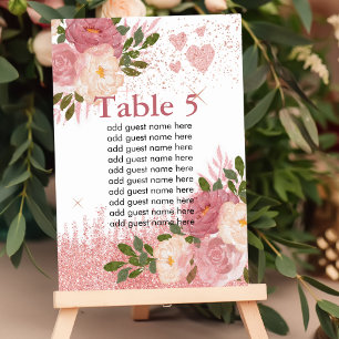 Glitz And Glam Pink Glitter Sparkle Shine Table Number