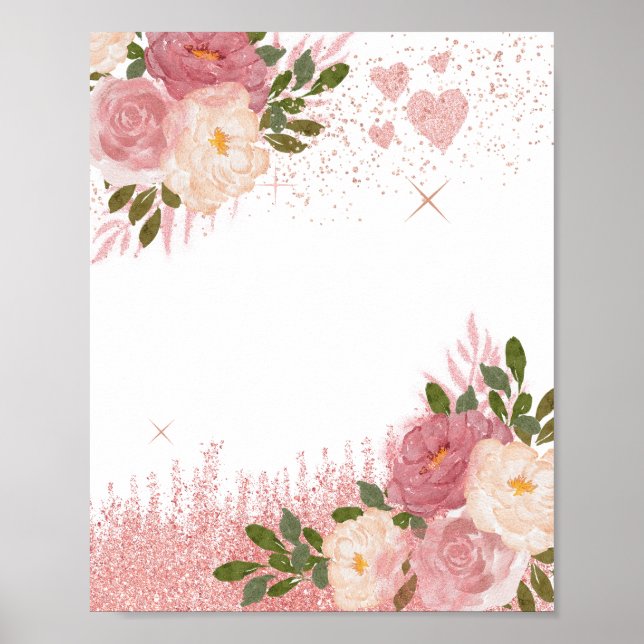 Glitz And Glam Rose Gold Glitter Blank Poster (Front)