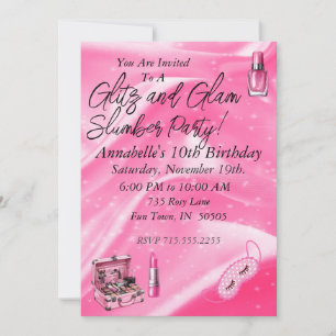 Glitz And Glam Slumber Party Invitation