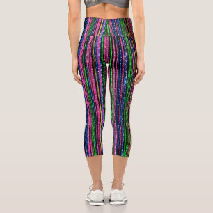 Glitz and Glam Sparkly Stripes Capri Leggings